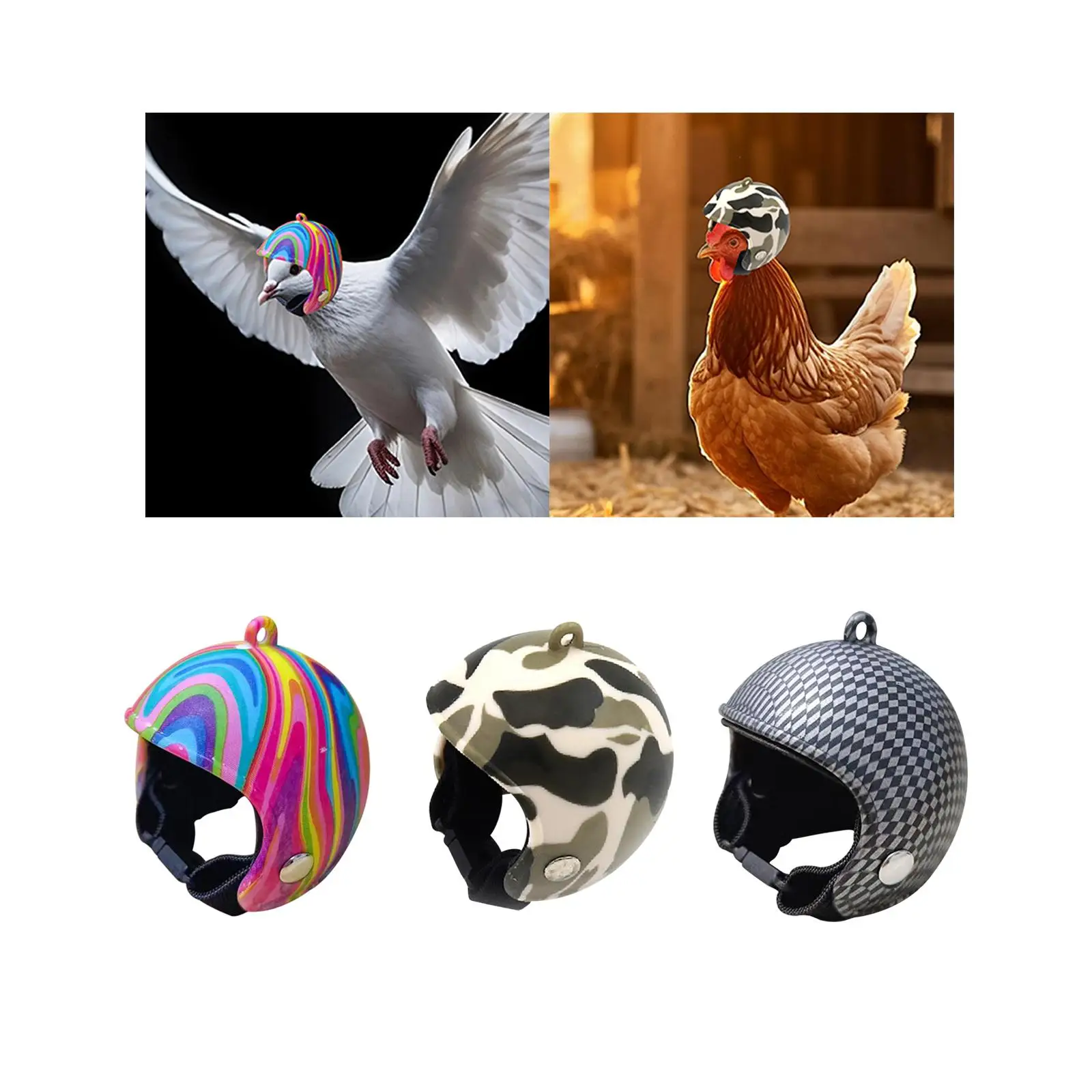 Chicken Helmet Portable Protective Adjustable Durable Hard Safe Cap Pet Hard Hat Headgear for Outdoor Party Cosplay Birds Duck