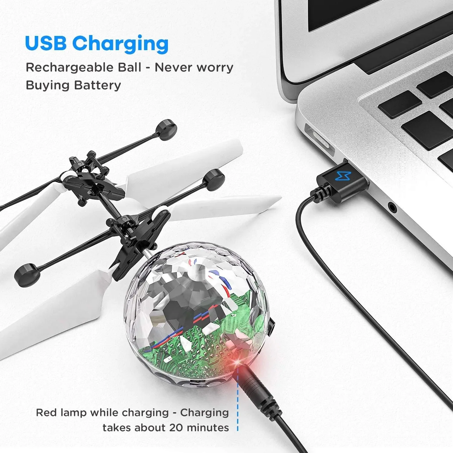 Bola voladora LED con control gestual para niños - Juguete brillante interactivo - imagen 2