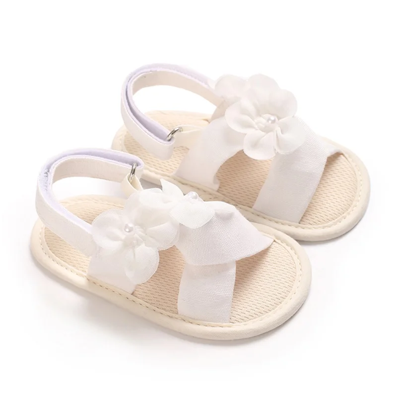 SUNSIOM Sandalias para niña de 0 a 18 meses, zapatos planos de verano antideslizantes con flores flexibles, zapatos para niños pequeños para uso diario informal - imagen 3