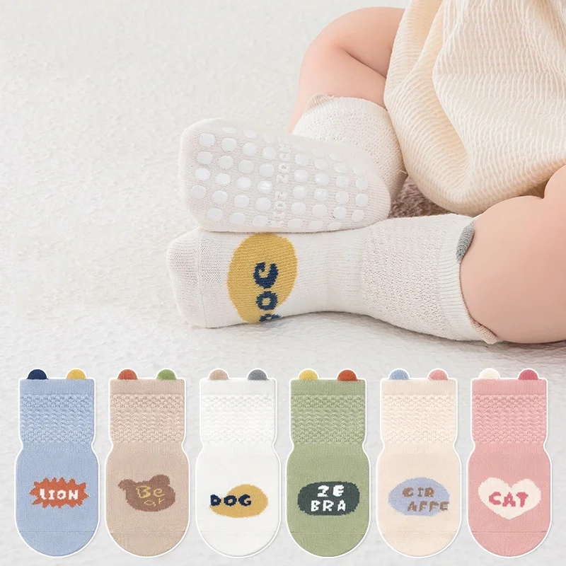 Calcetines para niños y niñas, calcetines antideslizantes a la moda para otoño y primavera, calcetines antideslizantes para el suelo del bebé y el hogar de 0 a 5 años