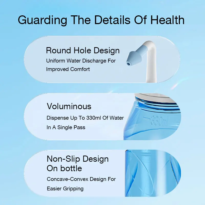 MAMIJOY 300ML irrigador Nasal botella de enjuague Nasal limpiador de lavado Nasal Protector de la nariz evitar la rinitis alérgica adultos niños Neti - imagen 3