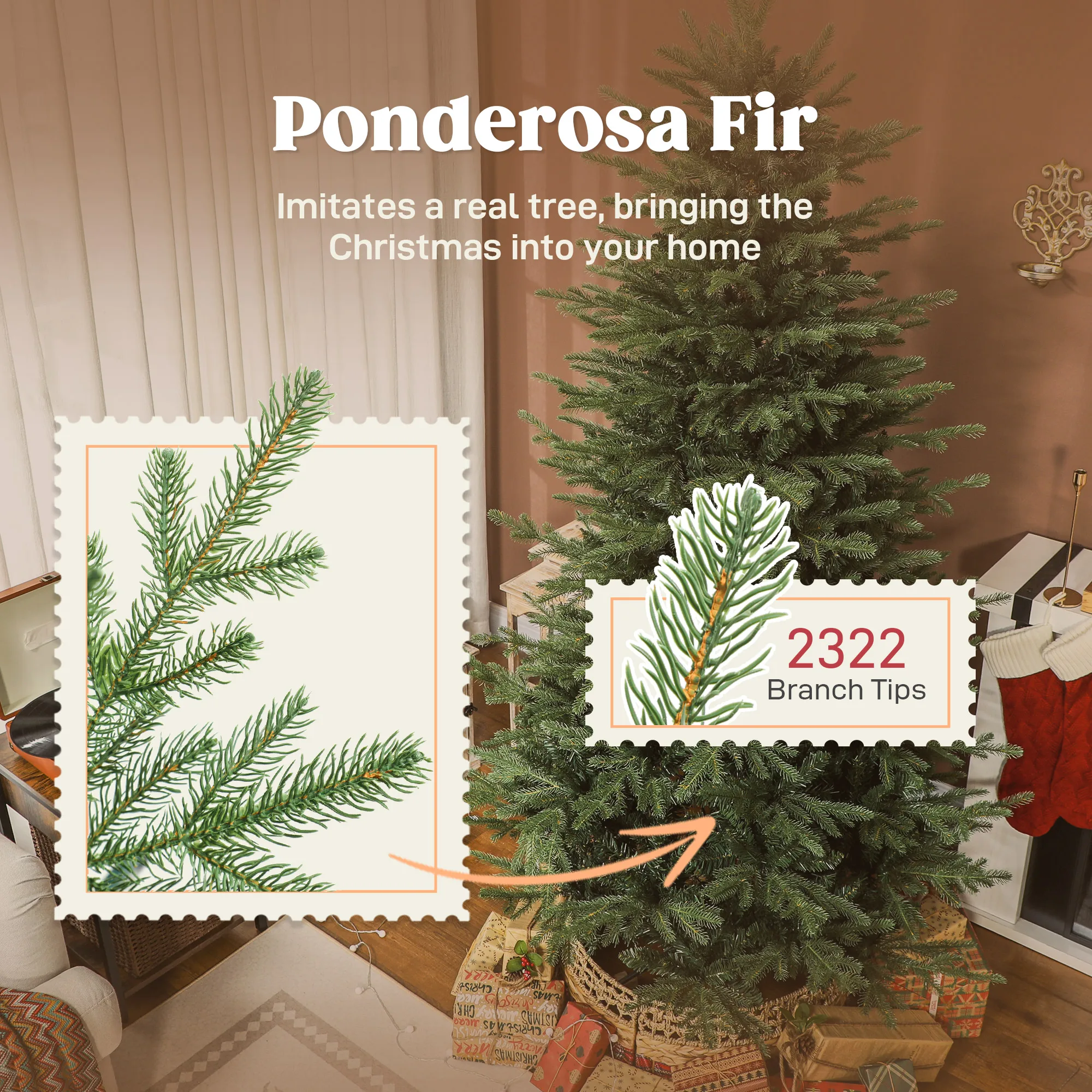 HOMCOM Árbol de Navidad Artificial, Árbol de Navidad con Ramas Densas, Soporte Metálico Plegable, Fácil Montaje, para Salón, Interior - imagen 5
