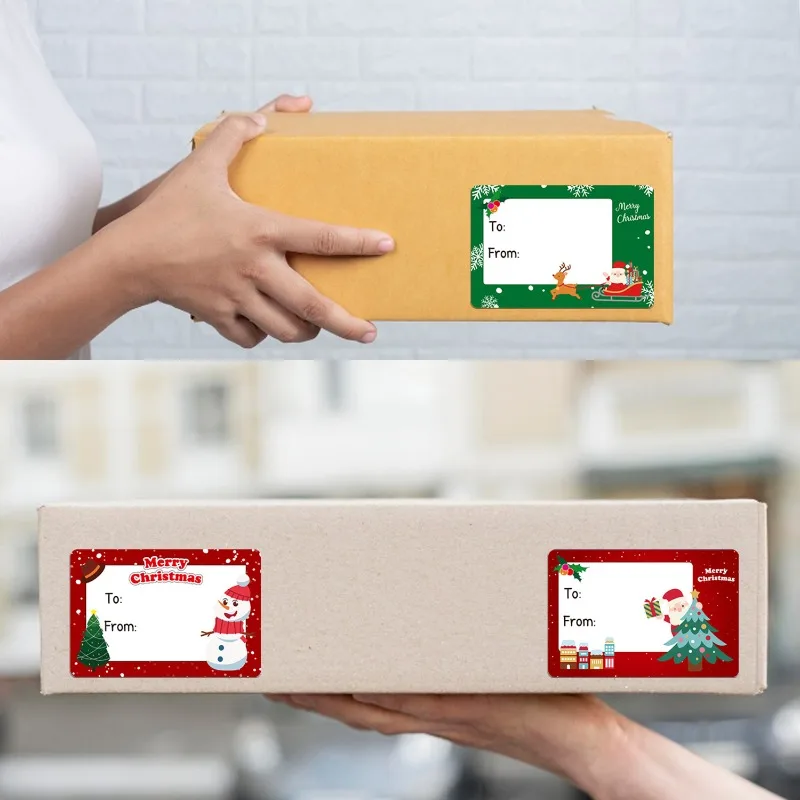 60 uds/10 hojas etiquetas de Navidad 8 pegatinas de regalo de diseño etiqueta de nombre con muñecos de nieve de Papá Noel árbol de Navidad campanas de Reno etiqueta decorativa de vacaciones - imagen 3