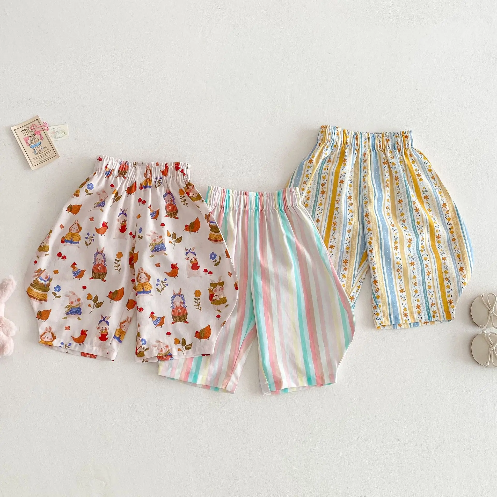 Pantalones finos de verano para niños, pantalones hasta el tobillo repelentes de mosquitos para niñas, pantalones casuales a rayas y florales para bebés y niños - imagen 2
