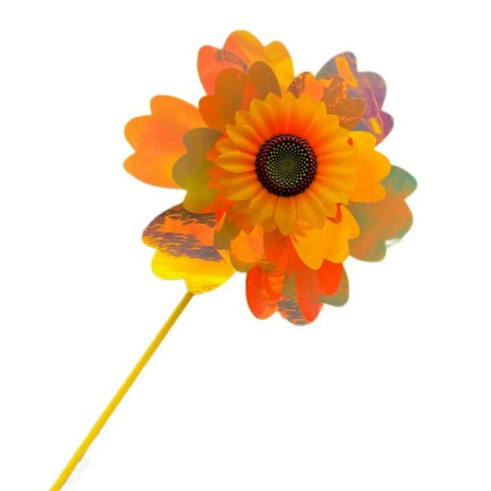 Molino de viento de girasol multiestilo, película que cambia de Color, estaca de PVC de pie, molinete de flores para césped, decoración de Picnic, juguetes de 32cm - imagen 2
