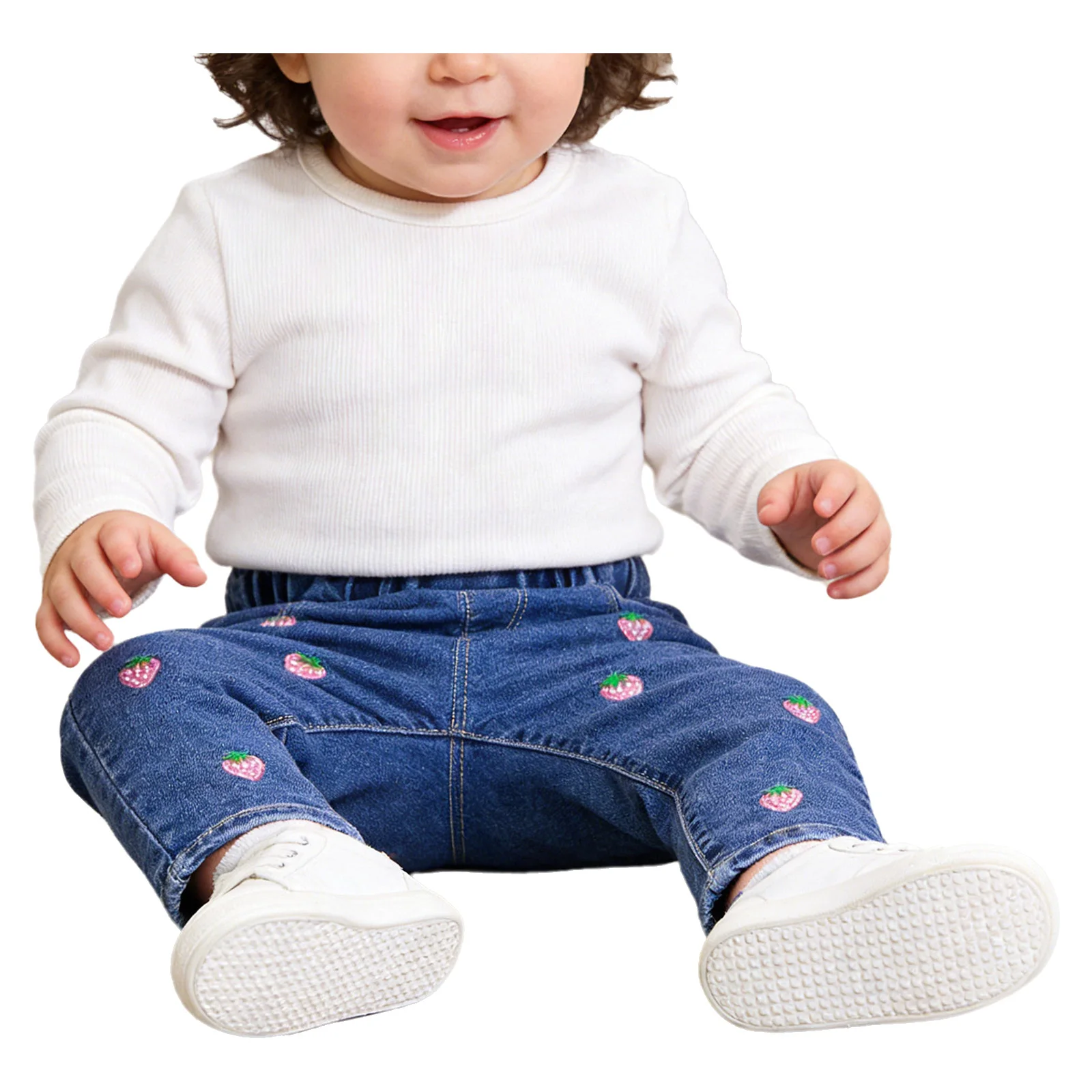 Pantalones vaqueros niñas con bordado cintura elástica primavera otoño - imagen 2