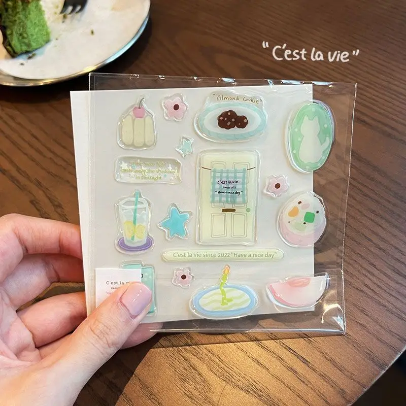 1 hoja de pegatina de gelatina para ordenador portátil, decoración de tarjetas de papel para Ipad, pegatinas bonitas, suministros de arte Kawaii - imagen 2