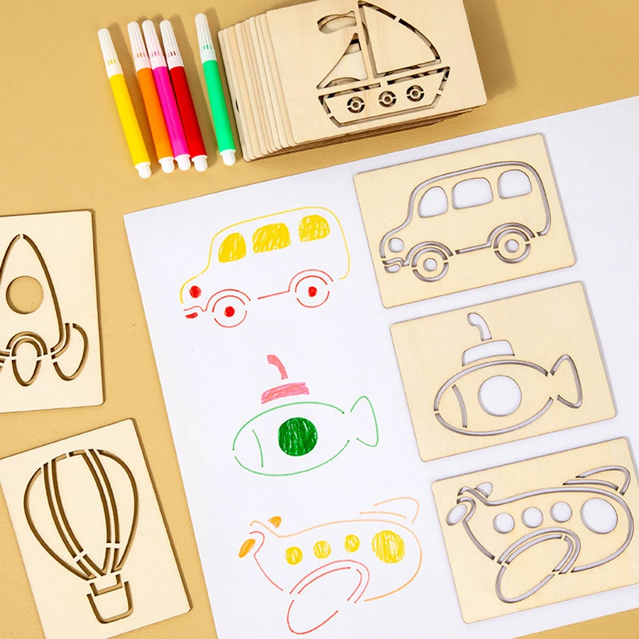 Kit Montessori de madera con puzzles y plantillas educativas - imagen 3