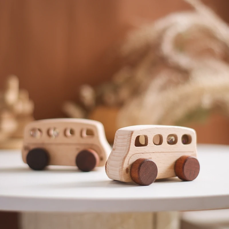 Juguetes de madera Montessori para bebé – bloques y coche educativos