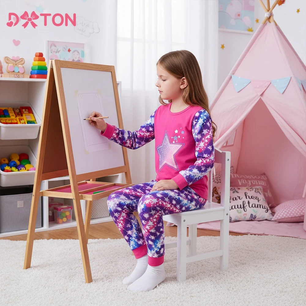 DXTON Pijama infantil manga larga con estrellas para niño