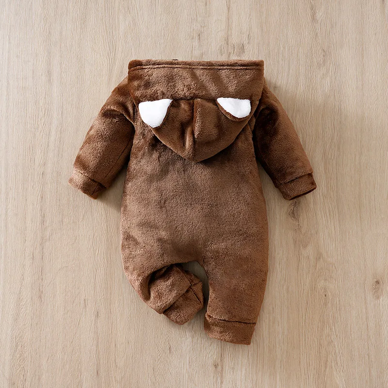 Pelele de franela con oso para bebé – Mono manga larga unisex - imagen 3