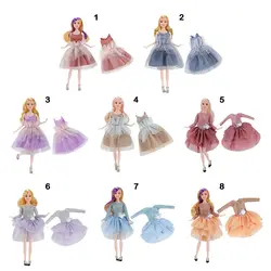 Vestidos de princesa con falda de malla para muñecas