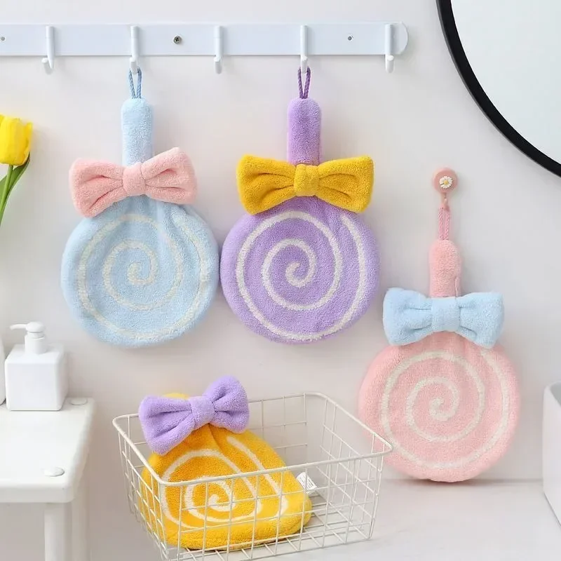 Toalla de mano para niños con diseño de piruleta y anillo colgante - imagen 5