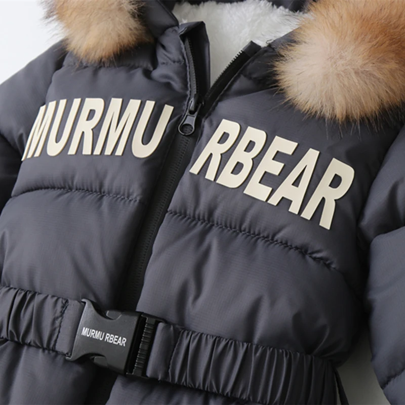 Mono de invierno para niña recién nacida, traje de esquí grueso para bebé con guantes, cinturón, pelele para bebé, traje de nieve cálido para niño, conjunto de ropa para niño - imagen 4