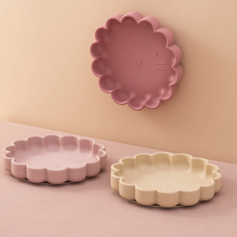 Plato de silicona sin dibujos animados para bebé, cuenco de alimentación para bebé, vajilla impermeable con ventosa, Color KidsBPA - imagen 2