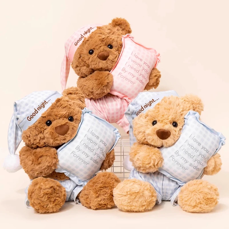 Oso de peluche con pijama – Muñeco suave para dormir y regalar en Navidad - imagen 2