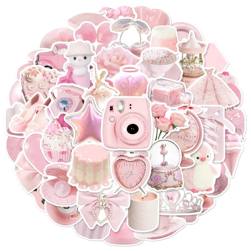 50 Uds. De pegatinas de grafiti simples y bonitas de estilo rosa para bicicleta, estuche para lápices con cuenta de mano, calcomanías - imagen 2