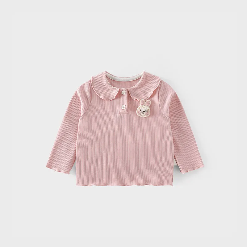 MILANCEL, nueva camisa de otoño para niños, 9M-5T, dulce camisa de conejito 3D para niñas, versión coreana, camiseta holgada con cuello para bebés