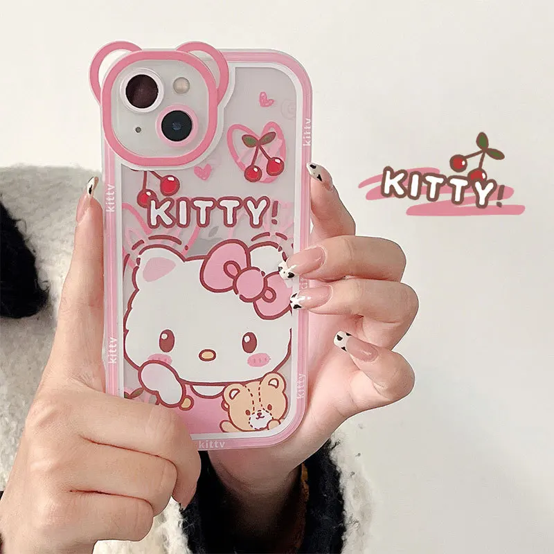 Una persona que sostiene una caja de teléfono de Hello Kitty