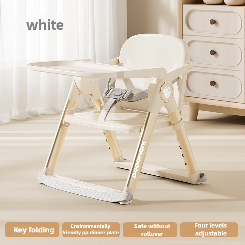 Silla alta ajustable para bebé convertible plegable y portátil - imagen 5