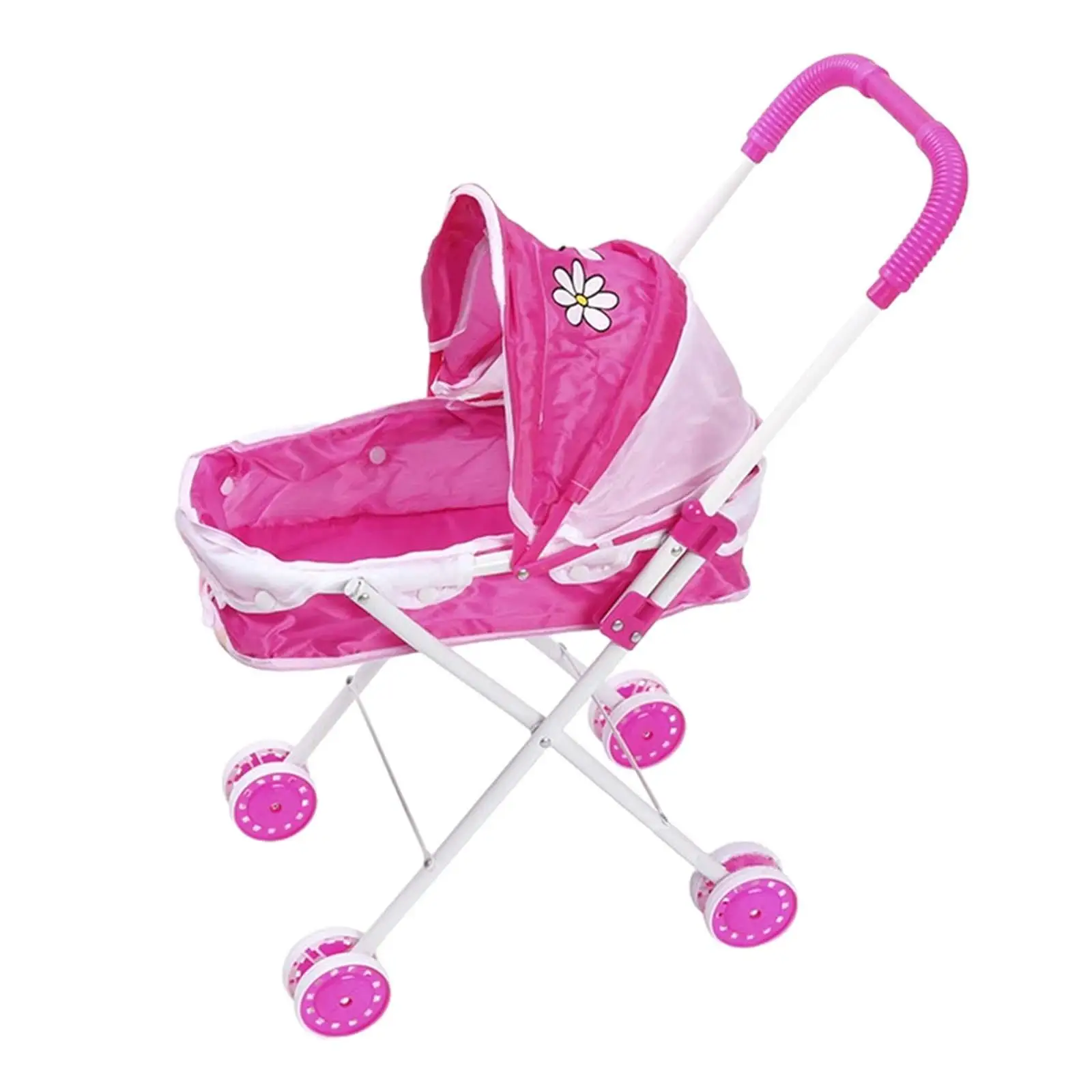 Doll Stroller Pretend Play Doll Carrier Role Playing Girls Gift Valentines Day Gifts for Kids Mini Pram Simulation Pushchair Toy