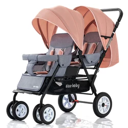 Cochecito doble plegable y ligero – Asientos reclinables transpirable