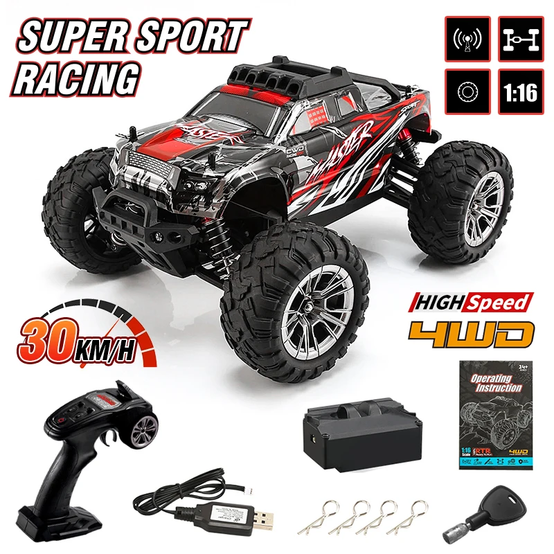 KF11 RC camión 4WD todoterreno de alta velocidad 33 km/h coche 1:16 con luces LED Control remoto escalada RC Buggy coche juguetes para niños - imagen 2