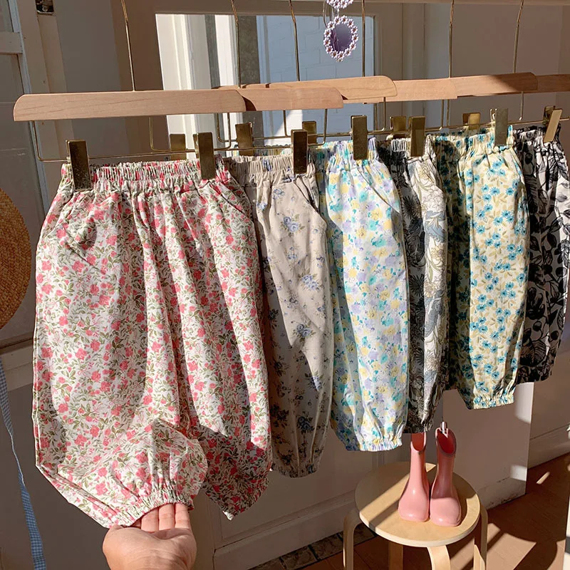 Pantalones antimosquitos de algodón con estampado floral para niñas - imagen 3