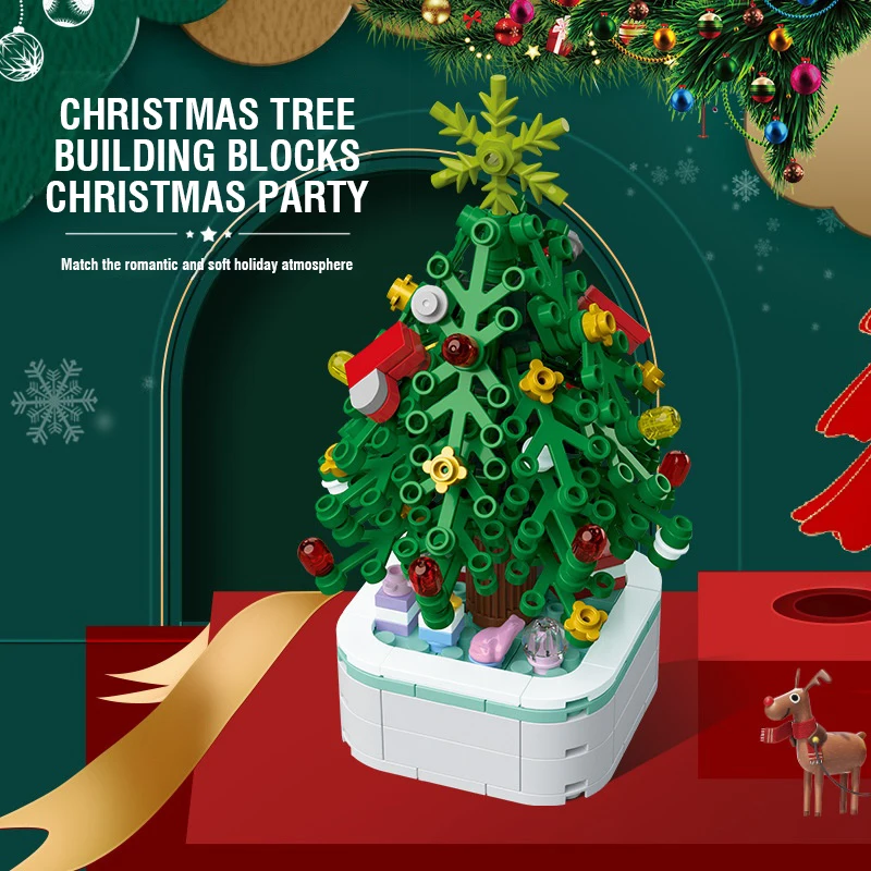 Bloques de construcción de árbol de Navidad, caja de música, adornos navideños, regalo, montaje de ladrillos, partículas pequeñas para niñas, regalo, decoración de escritorio - imagen 4
