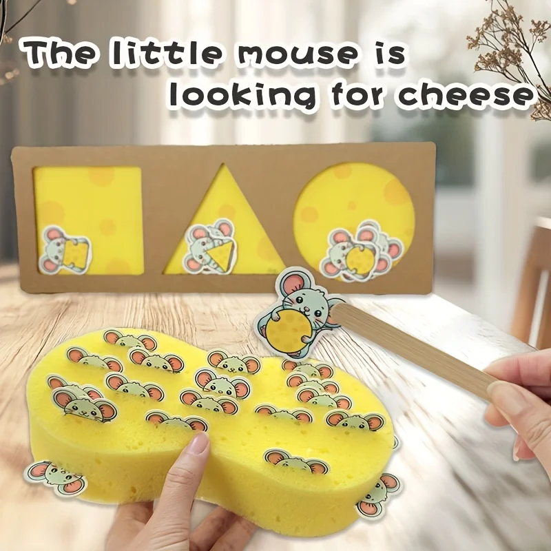 Juego a juego de ratón y queso, juguete Montessori educativo temprano, rompecabezas de reconocimiento de formas, entrenamiento de Motor fino para regalo de niños pequeños