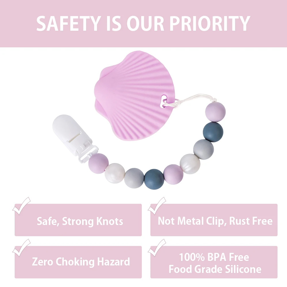 Nuevo Clips de silicona para chupete de bebé, cuentas redondas de silicona para mordedor, cadena de chupete para la dentición del bebé, juguetes seguros sin BPA - imagen 5