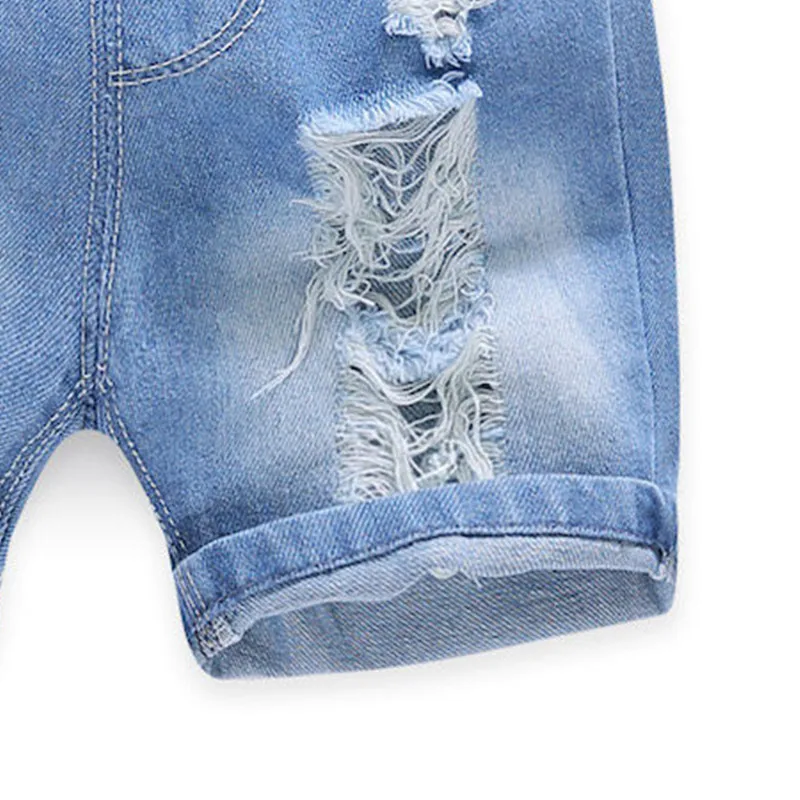 Pantalones de verano para niños, pantalones cortos vaqueros rasgados para bebés, novedad de verano 2025, pantalones sueltos de cinco cuartos para niño, tendencia de 90-140cm - imagen 2