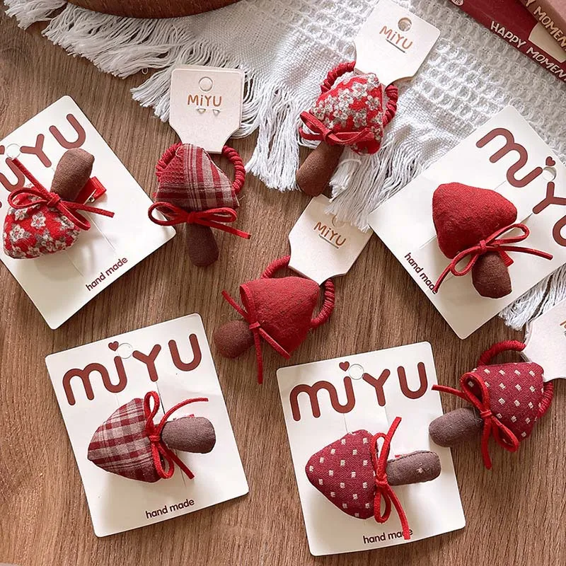 1 Uds. Diademas para niños niñas bebé lindo seta roja bandas elásticas para el cabello horquillas moda Vintage niños accesorios para la cabeza de Navidad - imagen 3