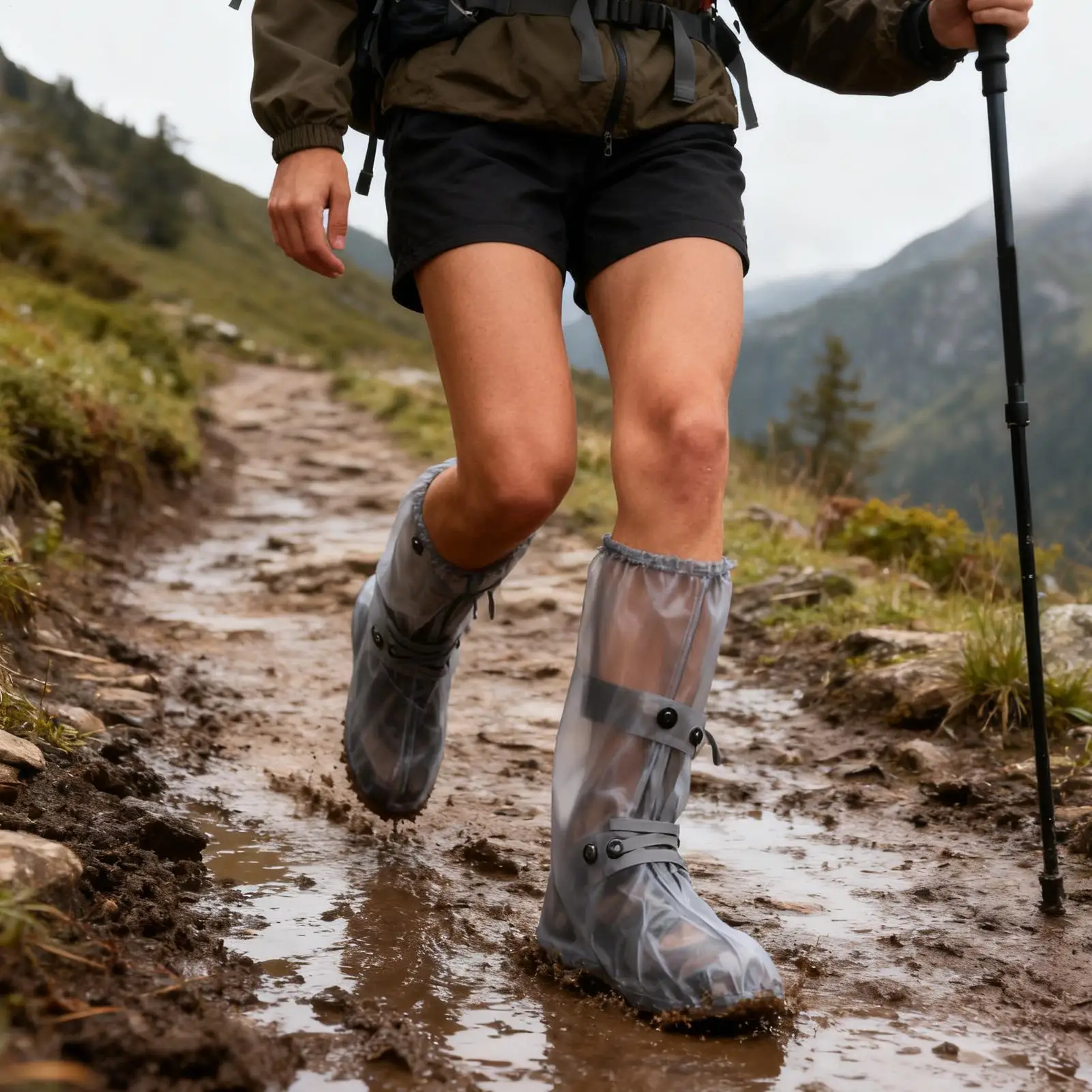 Cubiertas de zapatos para lluvia, cubiertas elásticas de silicona reutilizables para botas de lluvia, impermeables para nieve, barro, invierno, verano, viajes, jardinería y patio - imagen 3