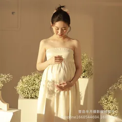 Vestido de embarazo largo con abertura frontal para baby shower