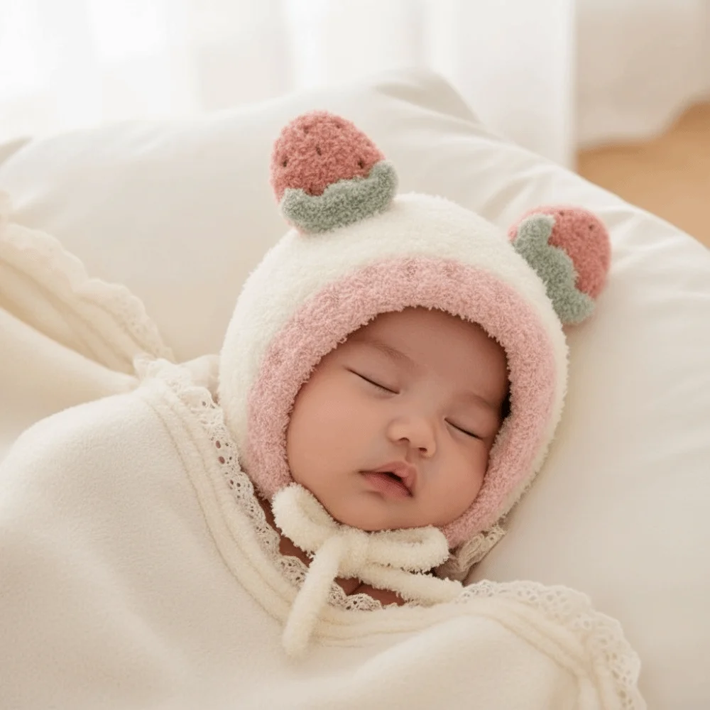 Gorros de Otoño Invierno a prueba de frío de dibujos animados, gorro grueso y cálido, gorros bonitos de frutas para niños, gorros para niños - imagen 2