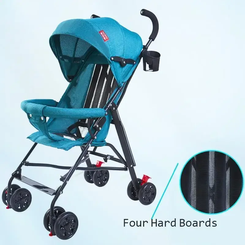 Cochecito de bebé ligero, plegable, paraguas simple, puede sentarse y acostarse en el cochecito de bebé de viaje de verano - imagen 3