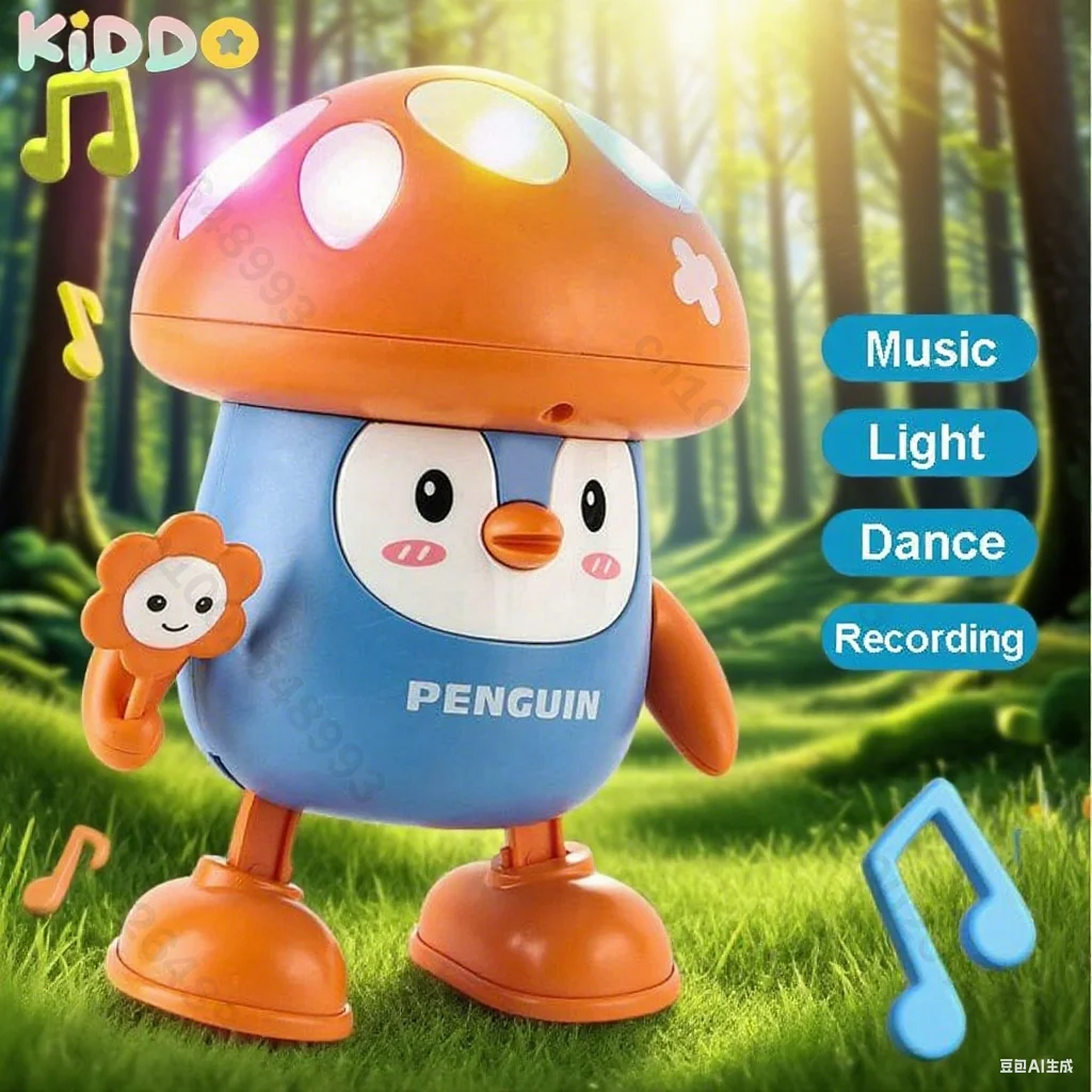 Juguete electrónico de baile para mascotas con columpio, música ligera, lindo pingüino, Animal de dibujos animados, juguetes para aprender a gatear para niños, Navidad