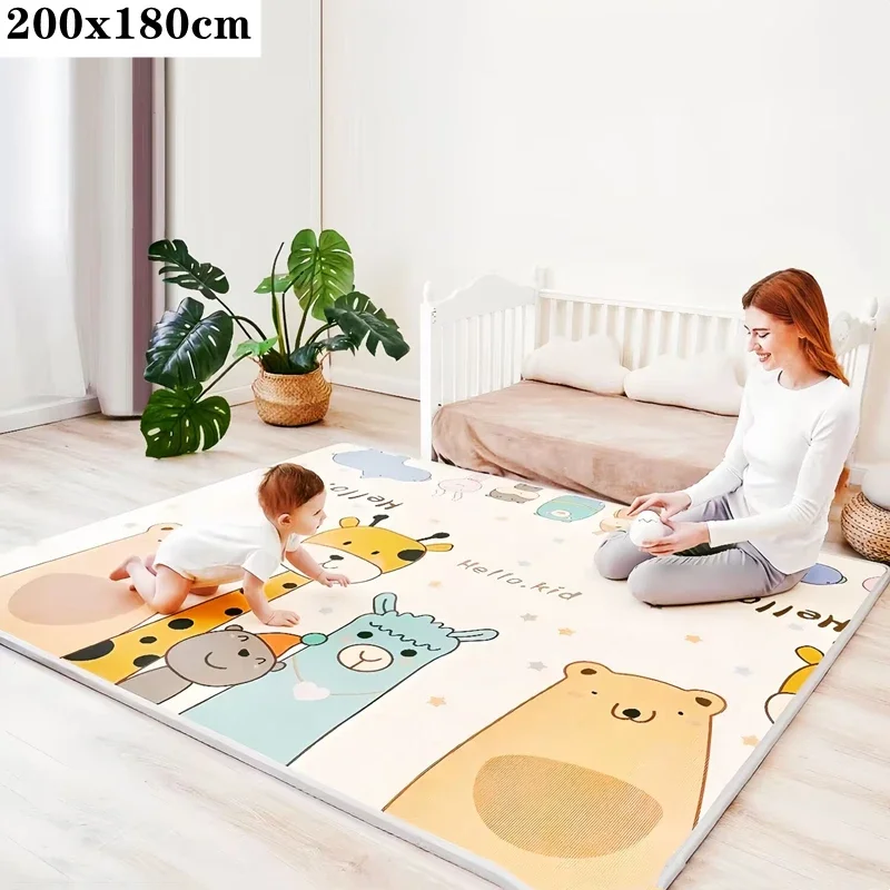 Alfombra de juego de seguridad para niños, tapete grueso y respetuoso con el medio ambiente para gatear, plegable, 1cm - imagen 2