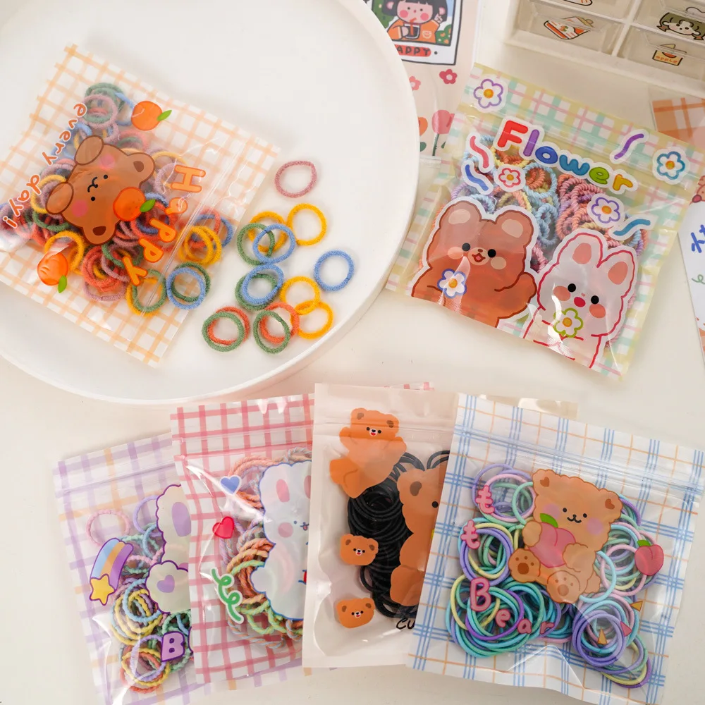 100 Uds. Banda de goma pequeña colorida para niños, lazo para el pelo brillante de alta elasticidad, tocado de cuerda para el pelo de bebé, accesorios para el cabello para niñas y niños - imagen 2