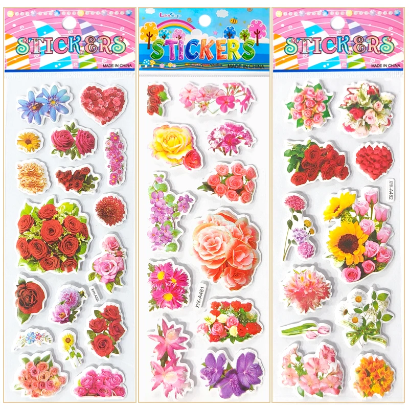 Pegatinas 3D hinchadas de mariposas y flores para niños - imagen 3