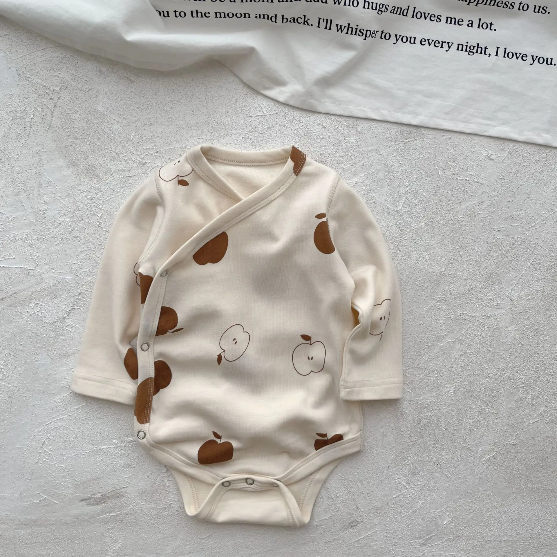 Primavera otoño recién nacido impreso hojas de manzana mameluco niñas mono de algodón de manga larga niños mono desmontable ropa - imagen 4