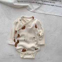 Mameluco algodón para recién nacido con estampado de hojas de manzana