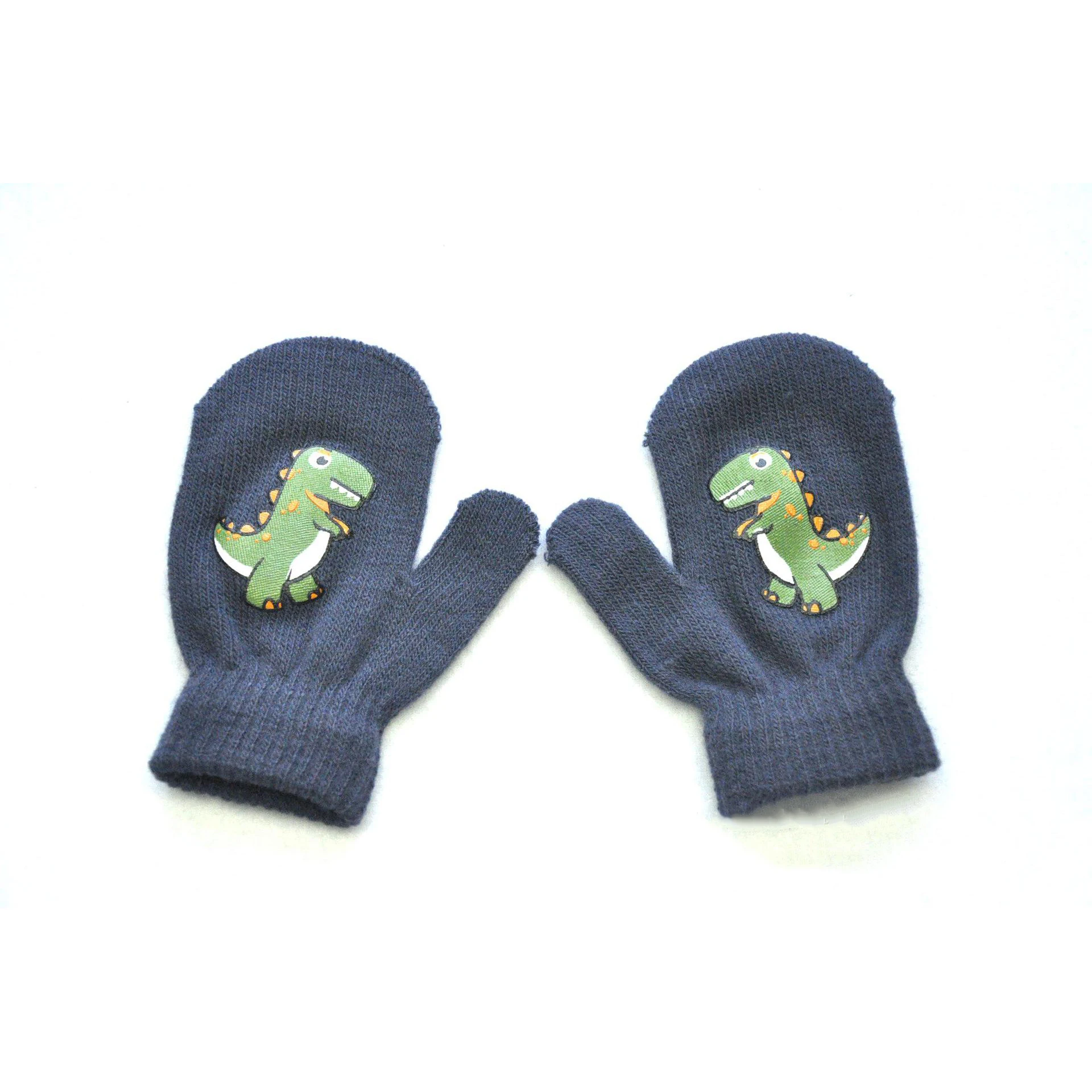 New 1-3Y Winter Knitted Baby Gloves For Children Pupil Student Outdoor Solid Dinosaur Full Finger Mittens Autumn Warmer Hand - imagen 5