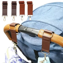 Ganchos universales para cochecito con acabado piel – Ajuste adaptable