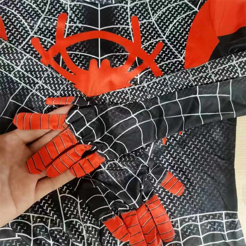 Disfraz de Spiderman para niños y adultos, traje de superhéroe de Anime, Miles Morales, para Halloween, Zentai - imagen 4