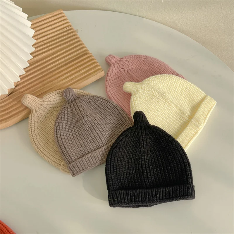 Gorros Coreanos de Lana de Color Caramelo para Bebés - Gorros de Lana para Primavera y Otoño - Gorros de Punto Cálidos para Exteriores - Gorro para Recién Nacidos - Accesorios para Niños y Niñas - imagen 5