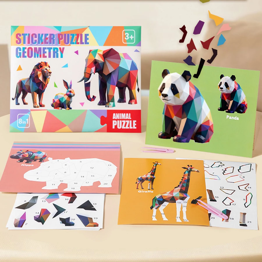 Puzzle geométrico 3D con pegatinas - Juguete educativo para niños - imagen 4