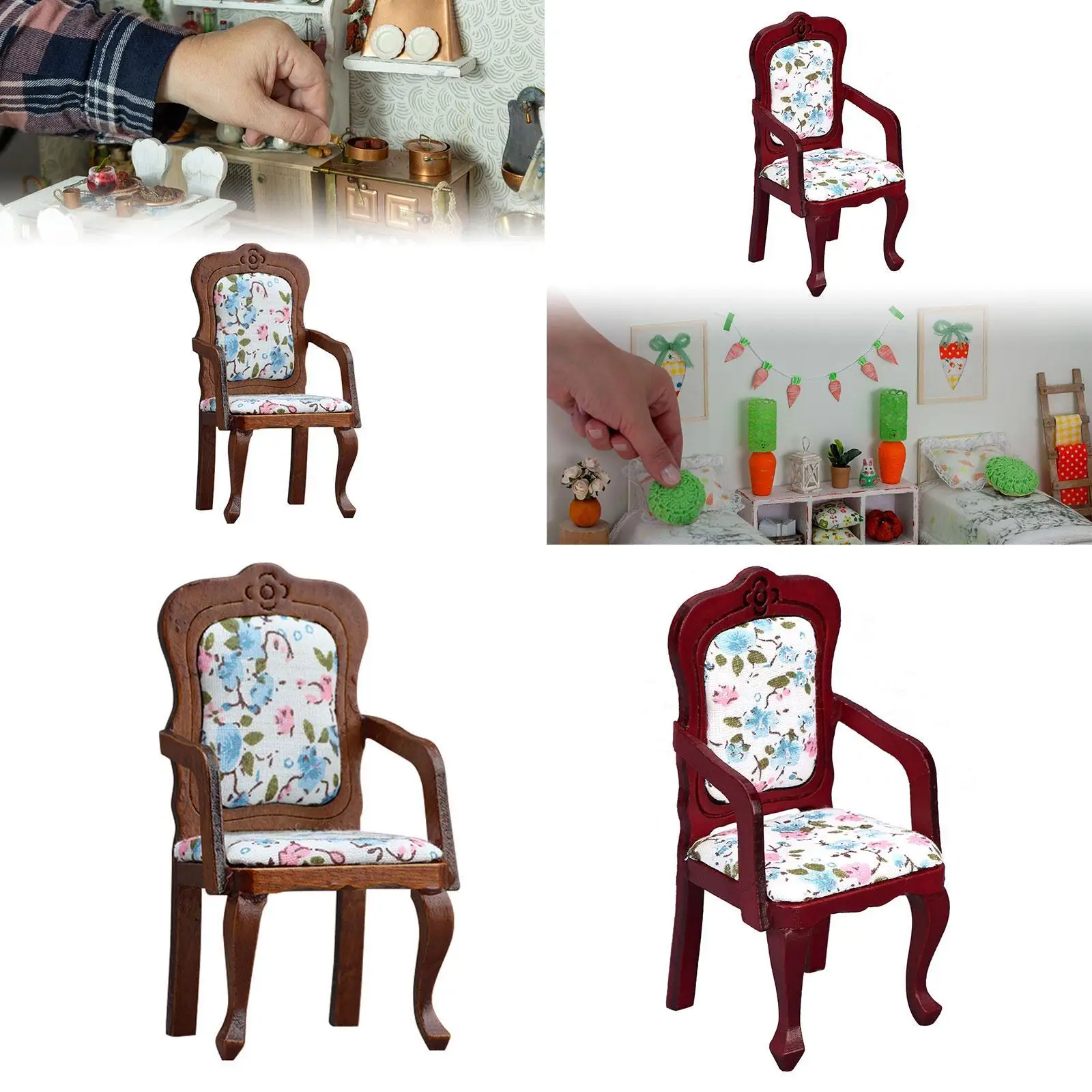 Silla para casa de muñecas, Mini sillón de simulación para sala de estar, cocina, manualidades DIY - imagen 3