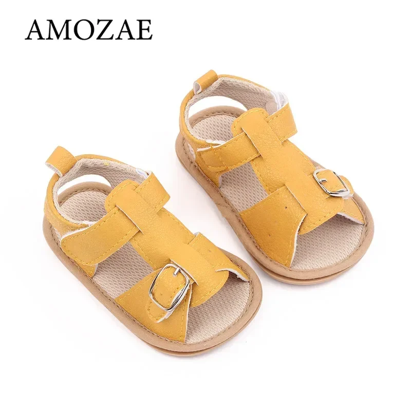 Sandalias de verano para niña, zapatos planos con hebilla bonita, suela suave antideslizante, zuecos para primeros pasos, sandalias de gamuza - imagen 4